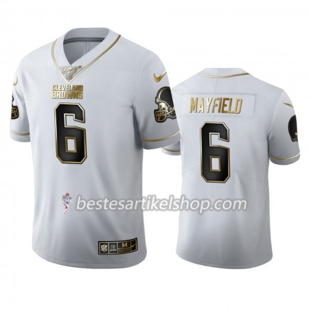 Herren Cleveland Browns Trikot Baker Mayfield 6 Nike Weiß Golden Edition 100th